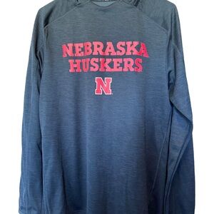 Adidas Nebraska Huskers Men's Long-Sleeve Logo Shirt - Black with Red Print